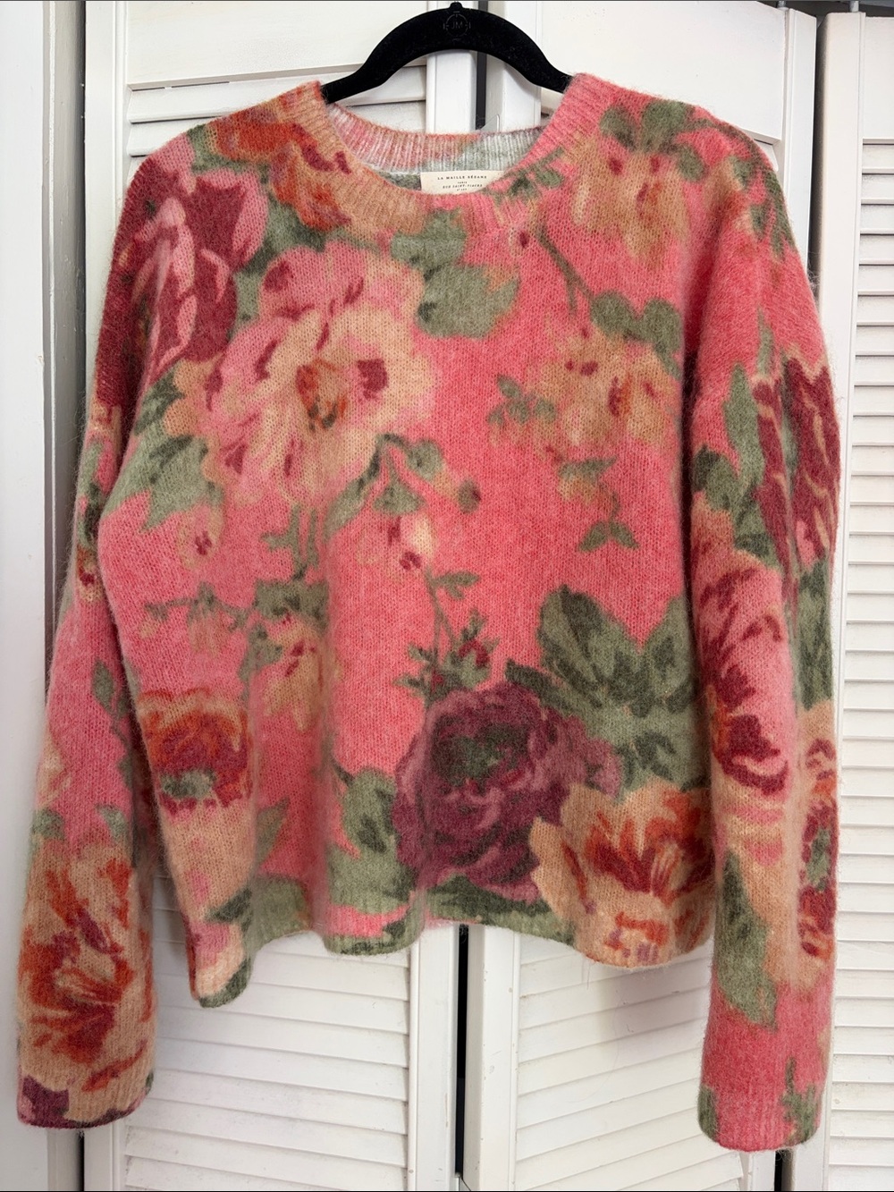 SEZANE Floral Crewneck Sweater - Pink